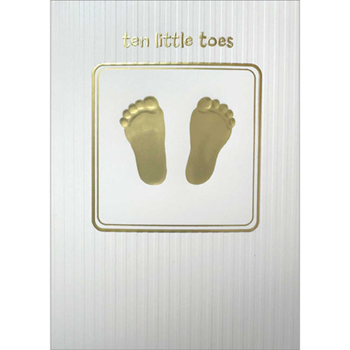 Baby Footprints A-Press New Baby Congratulations Card: ten little toes