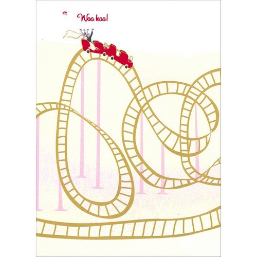 Roller Coaster A*Press Glitter Wedding / Marriage Congratulations Card: Woo hoo!