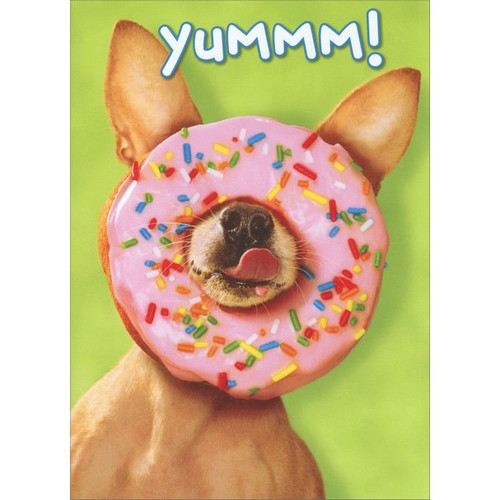 Donut Dog Stand Out Pop-Up Birthday Card: Yummm!