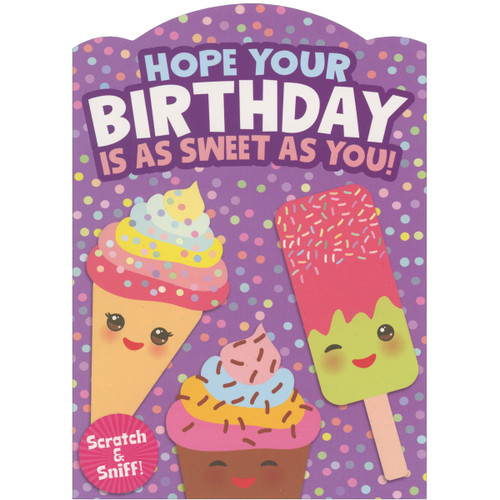 Sherbet Sundaes Geburtstagskarte "Happy Birthday Mummy" - Mit Rosa Filzblume, Weiß