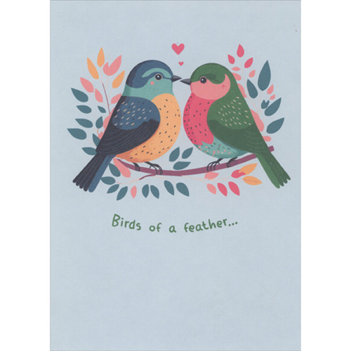 Two Lovebirds: Birds of a Feather Valentine's Day Card for Wife: Birds of a feather…