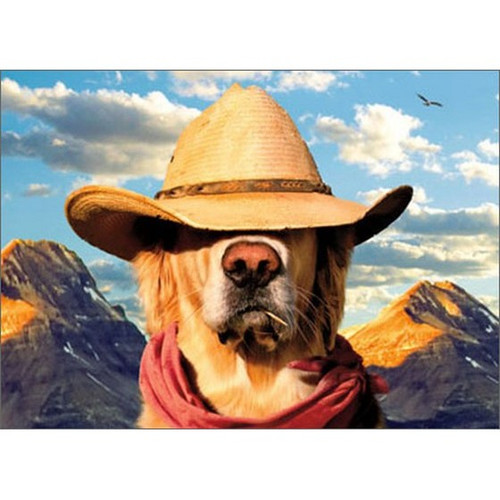 Dog With Straw Hat Funny / Humorous Father's Day Card