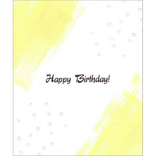 Yellow Strokes on White Birthday Card: Happy Birthday!