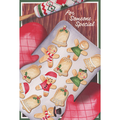 Tray of Cookie Cutouts, Rolling Pin and Red Oven Mitts Christmas Card for Someone Special: For Someone Special Tray of Cookie Cutouts, Rolling Pin and Red Oven Mitts Christmas Card for Someone Special: For Someone Special