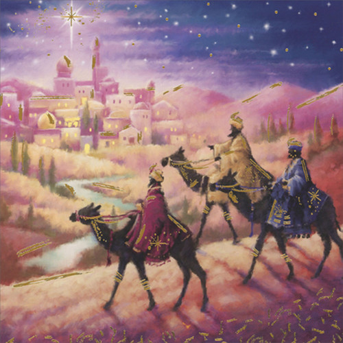 Wise Men Following Star of Bethlehem Across Desert Hills Box of 8 Luxury Religious Christmas Cards