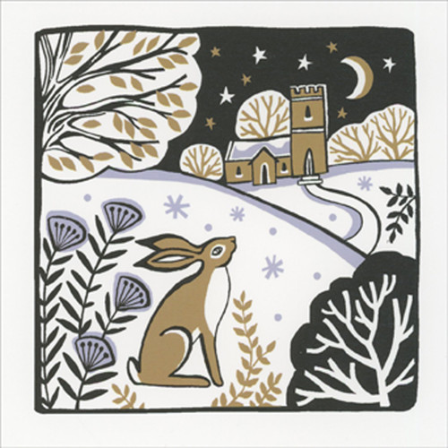 Country Hare: Rabbit Staring Up at Stary Sky Box of 8 Christmas Cards