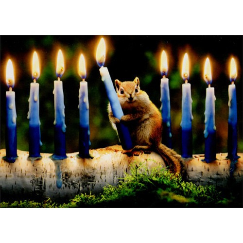 Chipmunk Menorah Hanukkah Card