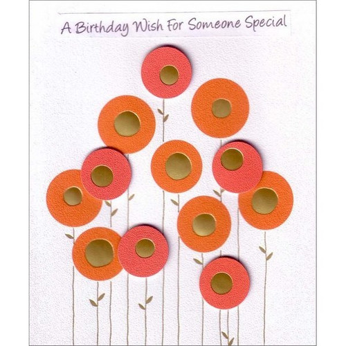 Red & Gold Flowers Birthday Card: A Birthday Wish For Someone Special