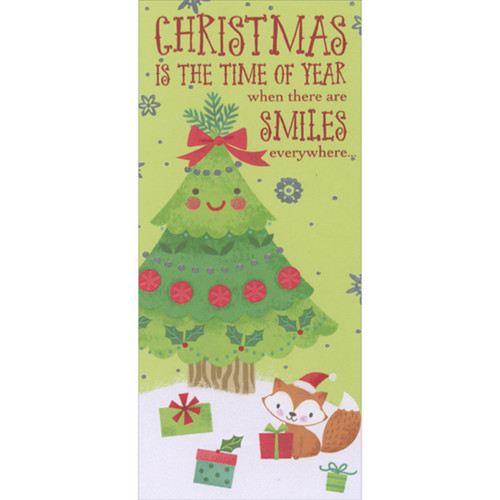 There Are Smiles Everywhere: Cute Tree and Fox Juvenile Christmas Money Holder / Gift Card Holder: Christmas is the time of year when there are smiles everywhere…