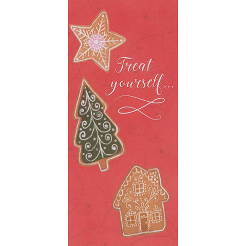 Treat Yourself: Star, Tree and Home Cutout Cookies Package of 8 Christmas Money Holders / Gift Card Holders: Treat yourself…
