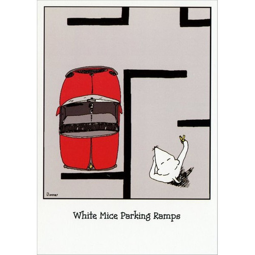 White Mice Funny / Humorous Birthday Card: White Mice Parking Ramps