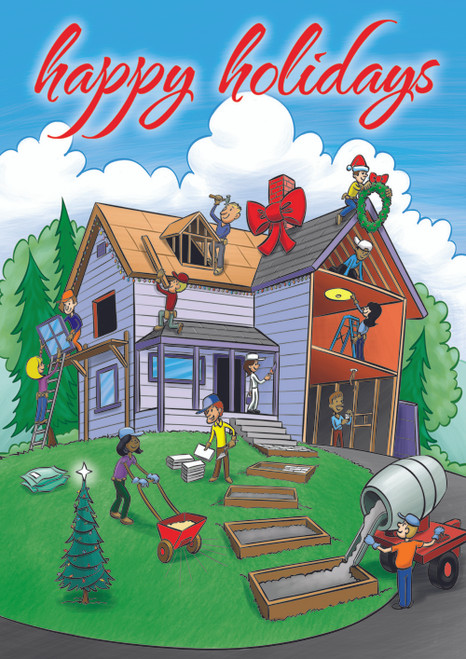 Home Improvement: Workers, Windows, Painting, Fixing Roof Box of 25 Custom Verse Contractor / Builder Holidays Cards: happy holidays