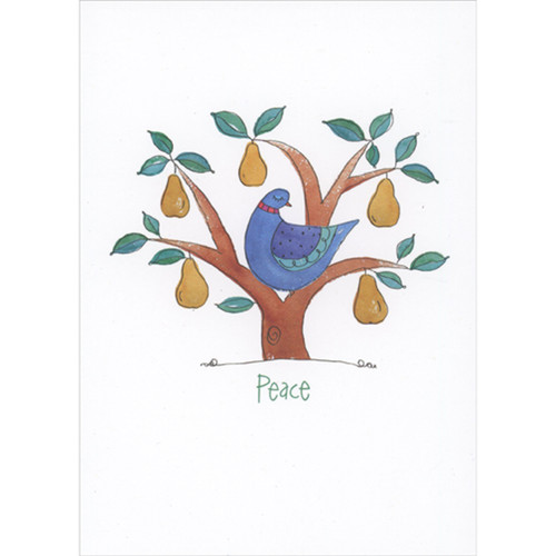 Peace: Blue Partridge in a Pear Tree Christmas Card: Peace