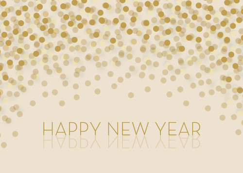 Champagne Bubbles Over Reflected Words Box of 25 Happy New Year Cards: Happy New Year