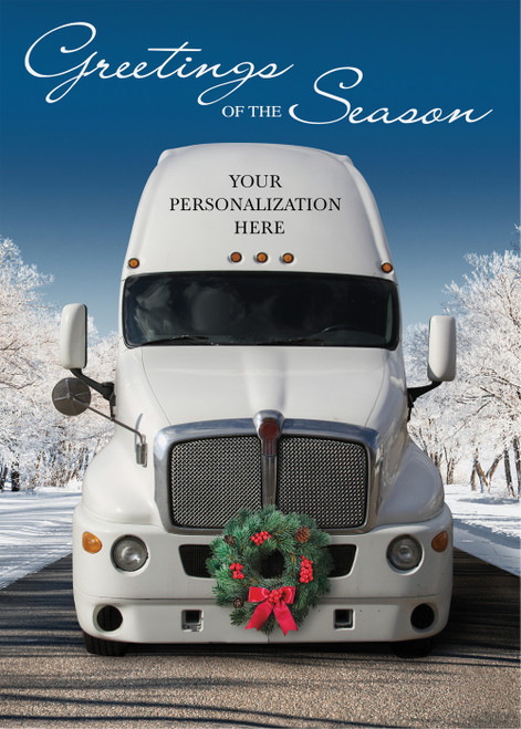Deck the Haul Truck Driver: White Truck with Wreath on Grill Box of 25 Custom Verse Holiday Cards: Greetings of the Season