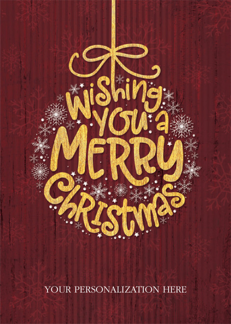 Merry Wish: Ornament Shaped by Gold Letters and Silver Snowflakes Box of 25 Custom Verse Business Appreciation Christmas Cards: Wishing you a Merry Christmas