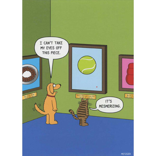 Dog and Cat: Tennis Ball and Laser Dot Art Funny Birthday Card: I can't take my eyes off this piece. It's mesmerizing.