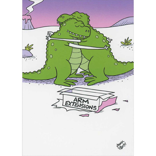 Dinosaurs Using Arm Extensions Funny Birthday Card: Arm Extensions