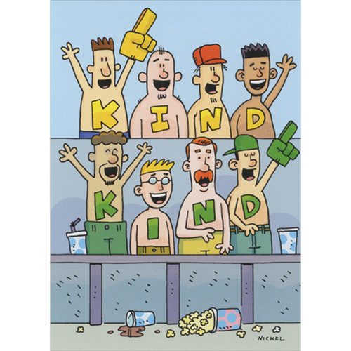 Sports Fans with KIND Painted on their Chests Funny Thank You Card: KIND - KIND
