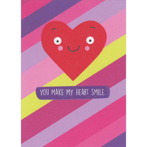 You Make My Heart Smile: Heart and Diagonal Stripes Valentine's Day Card for Someone Special: You make my heart smile