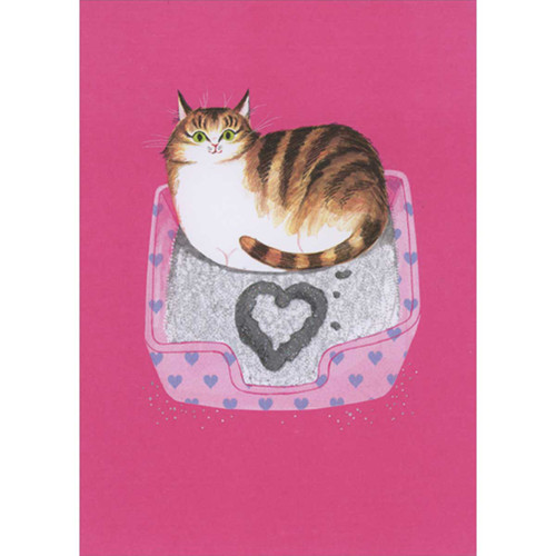 Cat Draws Heart in Litter Box Funny Valentine's Day Card