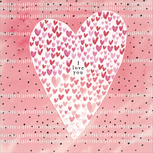 I Love You: Die Cut White Heart Filled with Tiny Watercolor Hearts 3D Handcrafted Valentine's Day Card: I love you