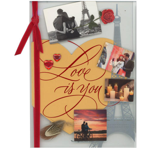 Love is You: Paris Collage of Tiny Photos Over Eiffel Tower Romantic 3D Handcrafted Valentine's Day Card: Love is you