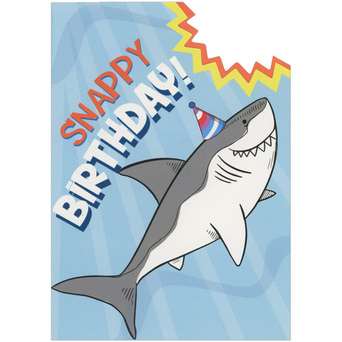 Snappy Birthday: Shark with Party Hat Die Cut Bite Mark Birthday Card for Kid: Snappy Birthday!