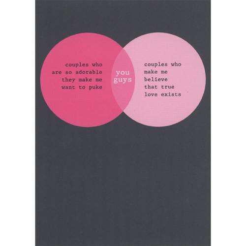 Perfect Combination Pink Venn Diagram Funny Anniversary Card for Couple: couples who are so adorable they make me want to puke - couples who make me belive that true love exists - you guys