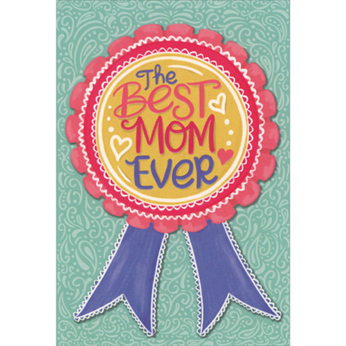 The Best Mom Ever Pink and Purple Ribbon Mother's Day Card for Mom: The Best Mom Ever