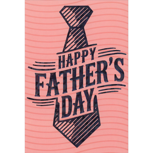 Outline of Tie and Embossed Letters Over Wavy Background Father's Day Card for Dad: Happy Father's Day