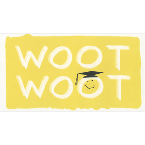 Woot Woot: Smiley Face Letter O in Black Cap Funny Money Holder / Gift Card Holder Graduation Card: Woot Woot