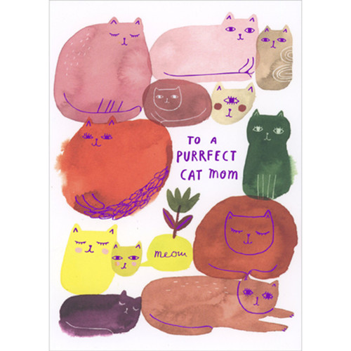 To a Purrfect Cat Mom : Many Watercolor Cats Mother's Day Card: TO A PURRFECT CAT MOM