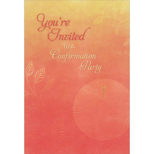Leafy Vines on Orange and Yellow Background Package of 8 Confirmation Party Note Card Invitations: You're invited to a Confirmation Party