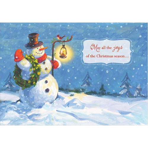 Snowman with Lantern Box of 18 Christmas Cards: May all the joys of the Christmas season…