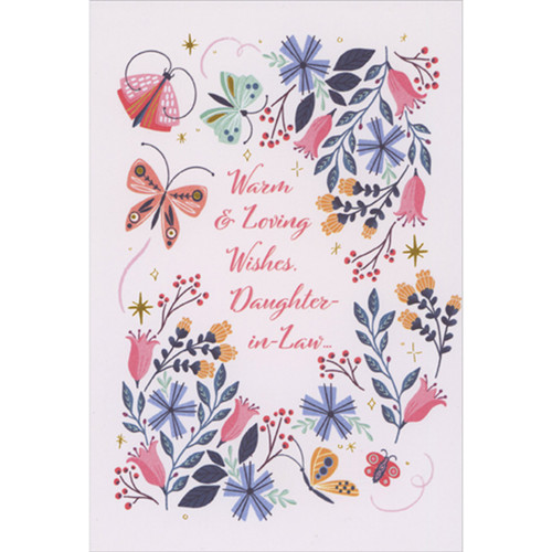 Warm and Loving Wishes: Spring Wildflowers and Butterflies Mother's Day Card for Daughter-in-Law: Warm and Loving Wishes, Daughter-in-Law