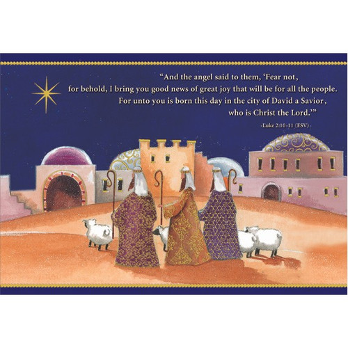 Journey of the Magi Box of 18 Religious Christmas Cards: And the angel said to them, Fear not, for behold, I bring you good news of great joy that will be for all the people, For unto you is born this day in the city of David a Savior, who is Christ the Lord. - Luke 2:10 (ESV)