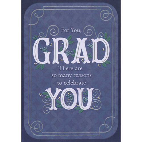 So Many Reasons to Celebrate: Leaves and Yellow Berries Inside Thin Silver Foil Frame Religious Graduation Card: For You, Grad - There are so many reasons to celebrate you