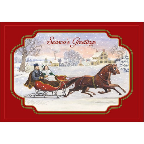 Winter Sleigh Ride Box of 18 Vintage Christmas Cards: Season's Greetings