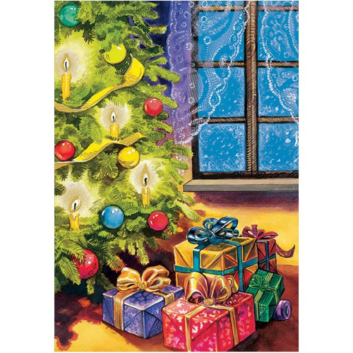 Gifts Under Tree Box of 18 Christmas Cards