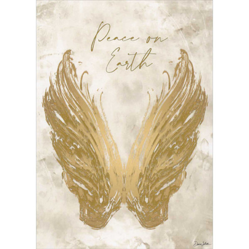 Peace on Earth: Painted Golden Angel Wings with Foil Accents Box of 10 Christmas Cards: Peace on Earth