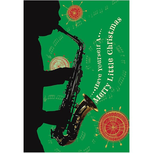 Saxaphone: African American Box of 18 Christmas Cards: Have Yourself A Merry Little Christmas