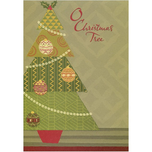 Shades of Green Tree: African American Box of 18 Christmas Cards: O Christmas Tree