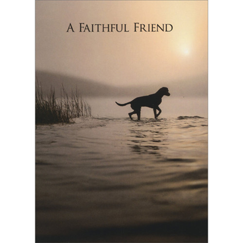Silhouette of Dog Walking in Water: A Faithful Friend Pet Sympathy Card: A FAITHFUL FRIEND