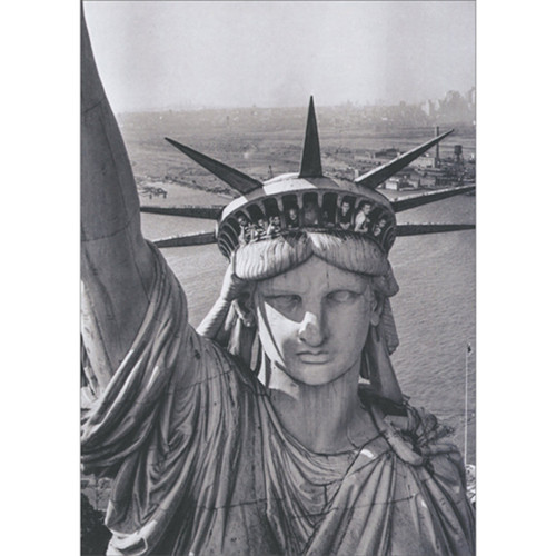 Tourists in Crown of Statue of Liberty Vintage Photo Fold Out Birthday Card