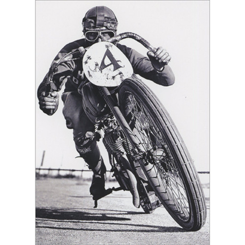 Vintage Motorcycle Racing: Harley-Davidson V-Twin Racer Vintage Photo Birthday Card