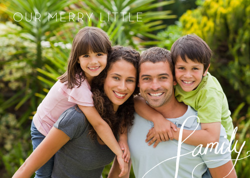 Our Merry Little Family Box of 25 Custom Verse Holiday Flat Photo Cards: Our Merry Little Family