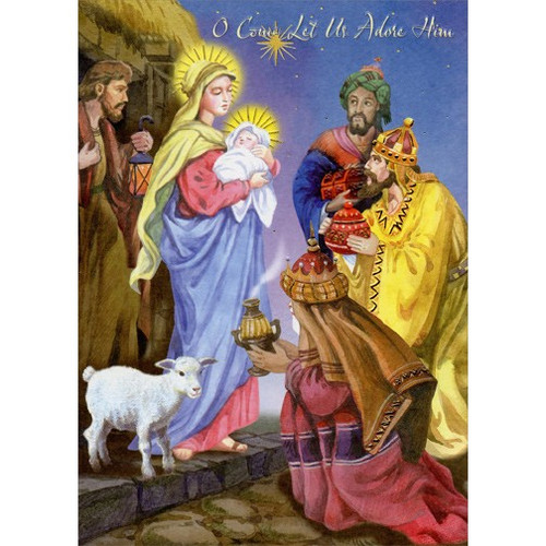 3 Kings: Come Let Us Adore Him Box of 18 Religious Christmas Cards: O Come Let Us Adore Him