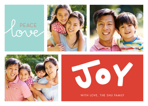 Peace - Love - Joy Box of 25 Custom Verse Flat Christmas Photo Cards: peace - love - joy