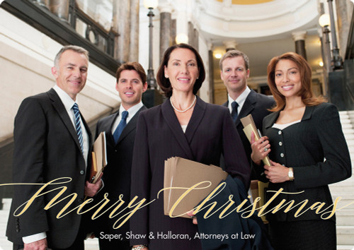 Best Script: Gold Merry Christmas Box of 25 Custom Verse Christmas Holiday Flat Photo Cards: Merry Christmas